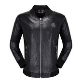 DUYOU Metal Skull PU jakas Vīriešu High Street Style Stat-Neck Sudaderas Hombre Rib Piedurknes Streetwear Vīriešu jakas un mēteļi