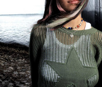 2000. gadu Pentagrammas apdrukas džemperi Vintage sieviešu džemperis ar izgriezumu Y2K Harajuku trikotāžas džemperi Fairycore Grunge modes krekliņš