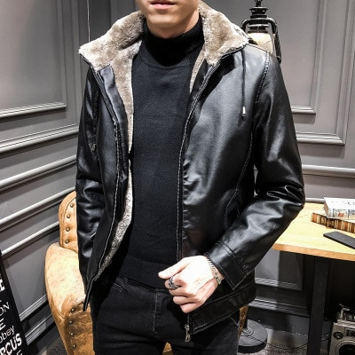 2019. gada modes vīriešu kažokādas ādas jaka ziemai, jauna, ikdienas silta, melna brūna lielizmēra atloks Vīriešu garais velosipēds, plāns zamšādas jakas mētelis