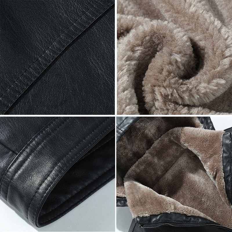 2019. gada modes vīriešu kažokādas ādas jaka ziemai, jauna, ikdienas silta, melna brūna lielizmēra atloks Vīriešu garais velosipēds, plāns zamšādas jakas mētelis