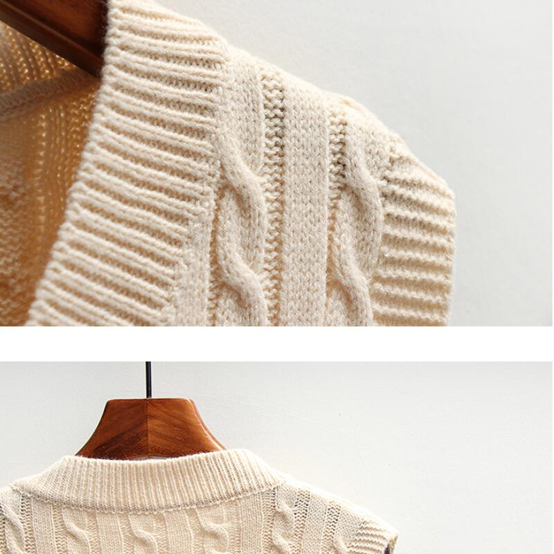 Дамски къс плетен пуловер без ръкави Дамски свободен пуловер Жилетка Дамски пуловер с V-образно деколте Потници Жилетка Дамски палта JW9899