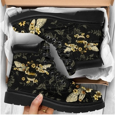 2022 Skull Flower Print ψηλές μπότες Γυναικείες μπότες Φθινοπωρινή χειμερινή μόδα Γυναικεία μποτάκια εργαλείων Γυναικείες μπότες Botas Mujer