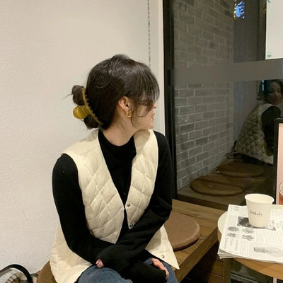 Sieviešu vestes, siltas ar V veida kakla izgriezumu korejiešu versijas, universālas, stilīgas, ikdienas karstās izpārdošanas, vienkāršas, brīvas, mīkstas sieviešu vestes bez piedurknēm