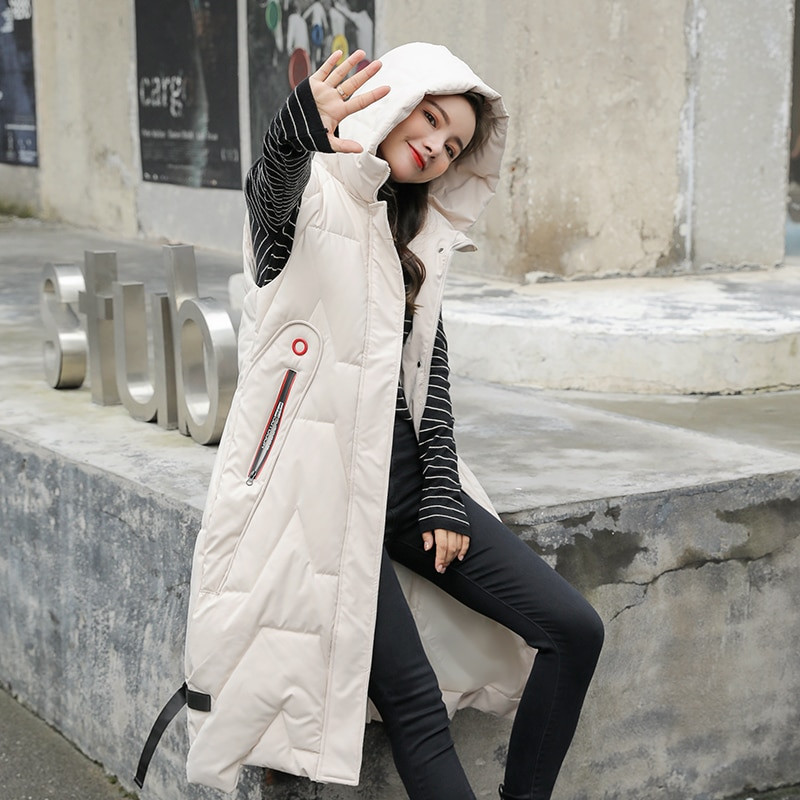 Sieviešu ziemas garā veste, kabatas ar kapuci, ar rāvējslēdzēju polsterētas sieviešu ikdienas jaka, silta stepēta veste sievietēm