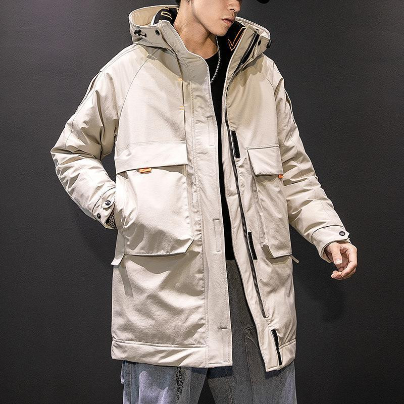 Trenčmētelis vīriešiem ar kapuci Vīriešu rudens garā jaka ar kapuci Harajuku jaka Japānas stila lielas kabatas vējjaka jaka viegla