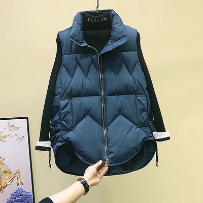 Novi jesenski i zimski ženski prsluk bez rukava 2022. Široki divlji ženski pamučni prsluk Jakna srednje dužine Debeli topli ženski prsluk