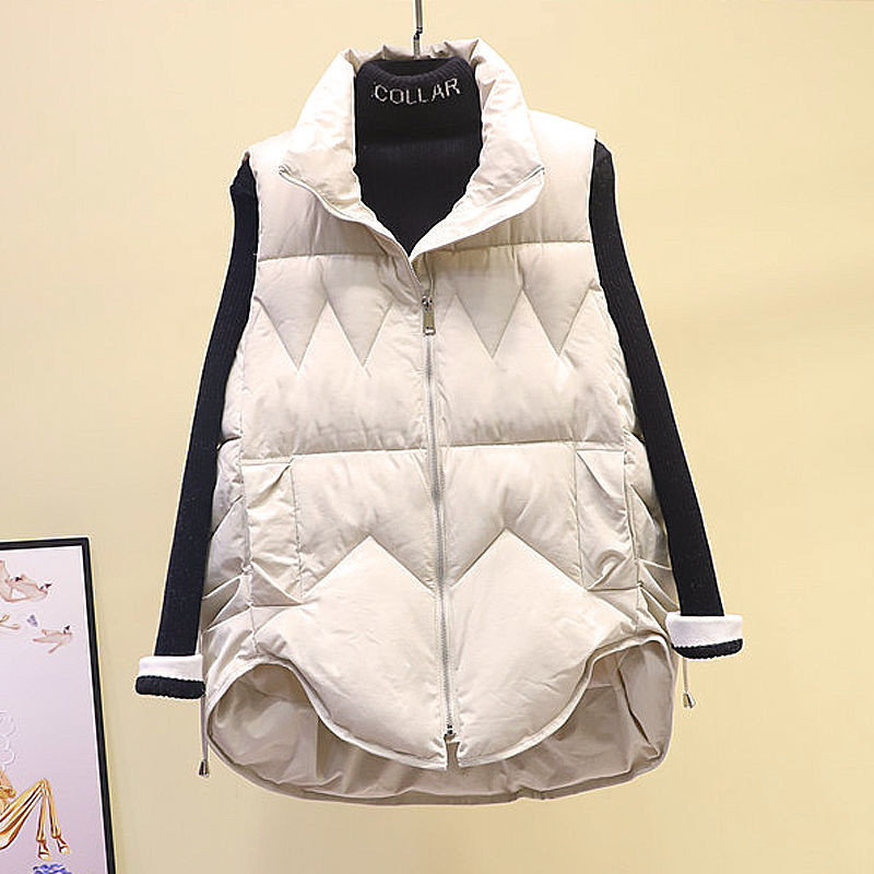 Novi jesenski i zimski ženski prsluk bez rukava 2022. Široki divlji ženski pamučni prsluk Jakna srednje dužine Debeli topli ženski prsluk