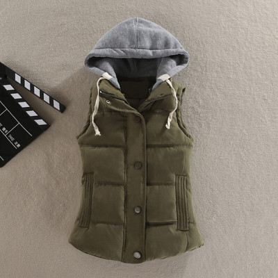 Didelio dydžio 6XL Moteriška liemenė Žieminis paltas Moteriškas Gilet Colete Moteriškas laisvalaikio kišenė liemenė su gobtuvu Moteriška striukė be rankovių