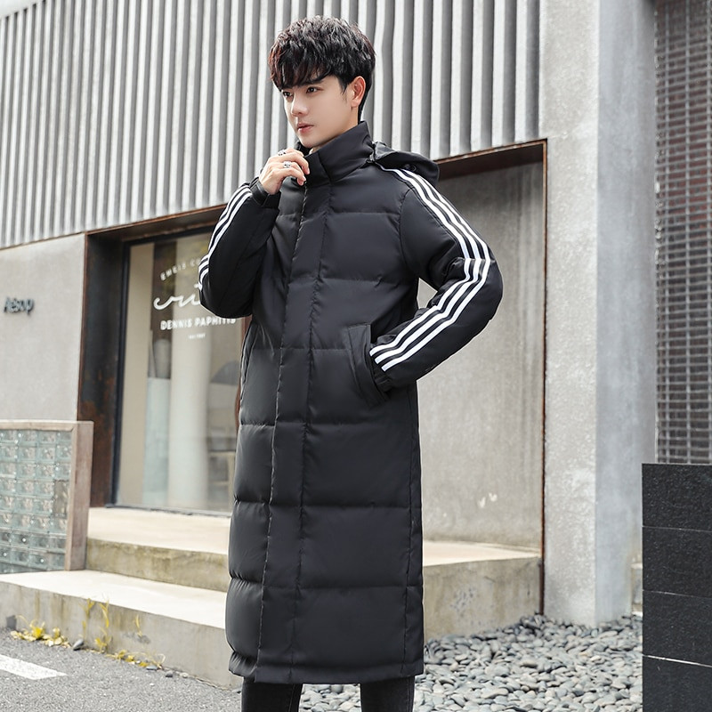 2022. gada ziemas jauni vīriešu dūnu jakas ar kapuci, gari, ērti un daudzpusīgi ikdienas mēteļi