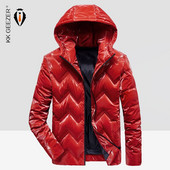 Ziemas jakas dūnu vīriešiem Jauns Biezs Silts Sarkans Vējjakas vienkrāsains Duck Biznesa Ūdensizturīgs Melns Augstākās kvalitātes mētelis Polsterēts