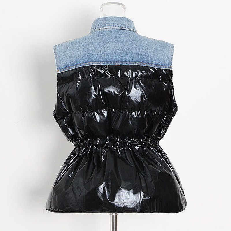 TWOTWINSTYLE ikdienišķs kokvilnas mētelis sievietēm atloks bez piedurknēm, savilkšanas aukliņas raibs kabats, krāsaina veste sieviešu modes jauna ziema