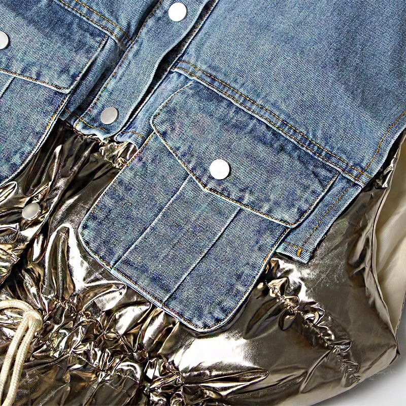 TWOTWINSTYLE ikdienišķs kokvilnas mētelis sievietēm atloks bez piedurknēm, savilkšanas aukliņas raibs kabats, krāsaina veste sieviešu modes jauna ziema