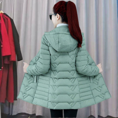 Πιο παχύ Parkas Γυναικείο χειμωνιάτικο μπουφάν με κουκούλα 2022 Κορεατικό φαρδύ βαμβακερό λεπτό παλτό Mother Plus Size Solid Warm Long Outerwear 6XL