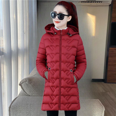 Πιο παχύ Parkas Γυναικείο χειμωνιάτικο μπουφάν με κουκούλα 2022 Κορεατικό φαρδύ βαμβακερό λεπτό παλτό Mother Plus Size Solid Warm Long Outerwear 6XL