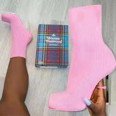 Χειμερινές σέξι κάλτσες Μπότες πλεξίματος Ελαστικές μπότες Ψηλοτάκουνα Γυναικεία Μόδα Παπούτσια 2022 Άνοιξη Φθινόπωρο Μποτάκια Γυναικεία