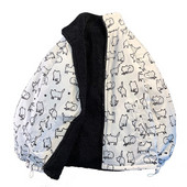 Harajuku Ανδρικό χειμωνιάτικο μπουφάν με κουκούλα Parka Streetwear Γυναικεία βαμβακερά ρούχα σε στυλ χιπ χοπ Ζεστά φαρδιά παλτό αντιανεμικά