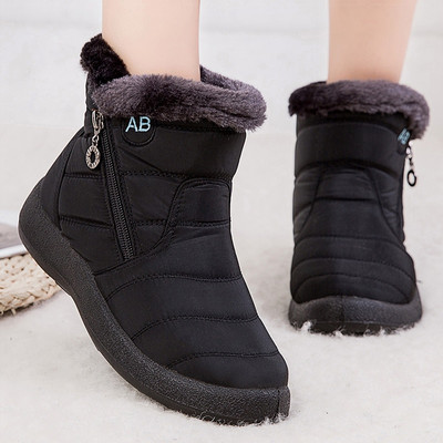 Γυναικείες μπότες Αδιάβροχα μποτάκια για χειμερινά παπούτσια Γυναικείες μπότες ζεστά για χιόνι Γυναικείες μπότες 2022 Luxury Winter Zipper Botas Mujer