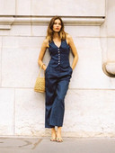 2022. gada pavasaris un rudens jauns 100% lina vienkrāsains vienrindas V veida kakla izgriezums bez piedurknēm sieviešu ikdienas īsas veste jakas bikses