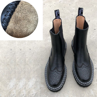 Téli kerek orrú női csizma kényelmes alacsony sarkú csizma fekete/vörös brok platform motoros csizma