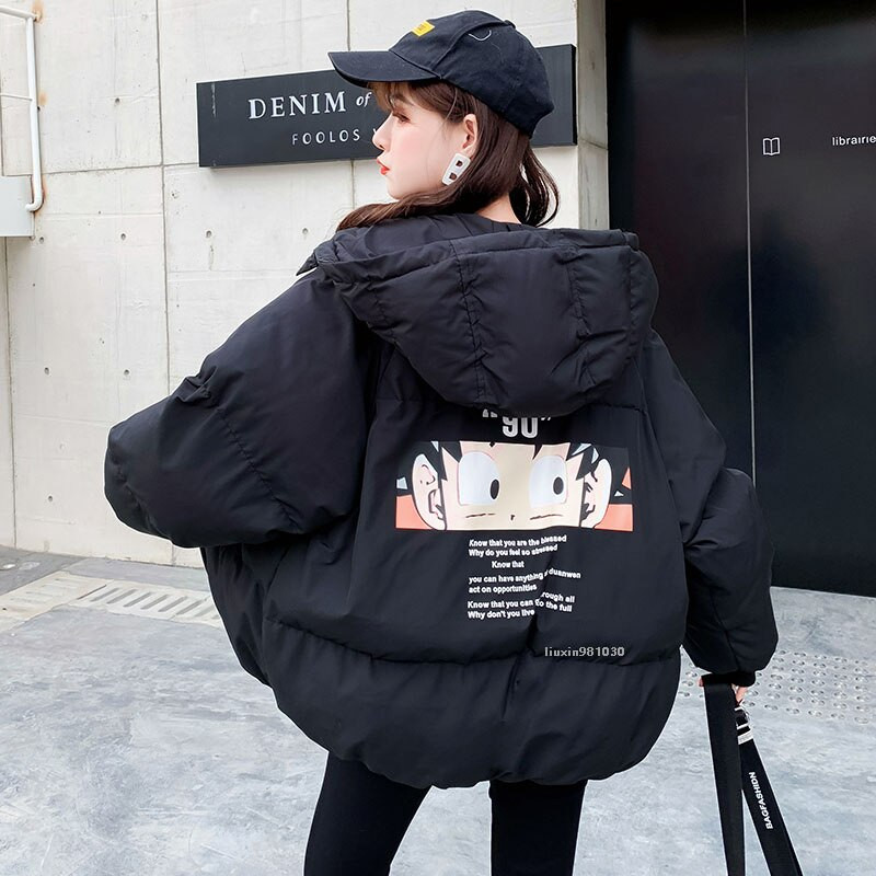 Pavasara sieviešu ziemas jaka Karikatūra Parka mētelis Sieviešu silta īsa jaka ar kapuci Ikdienas jaka Femme Harajuku MY302