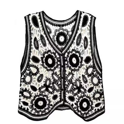 EUSHEY žakarda dobi izšuvumi, trikotāžas veste sievietēm 2022. gada jauna īsa, brīva džempera veste pavasara rudenim