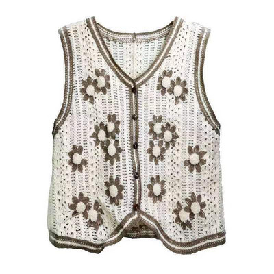 EUSHEY žakarda dobi izšuvumi, trikotāžas veste sievietēm 2022. gada jauna īsa, brīva džempera veste pavasara rudenim