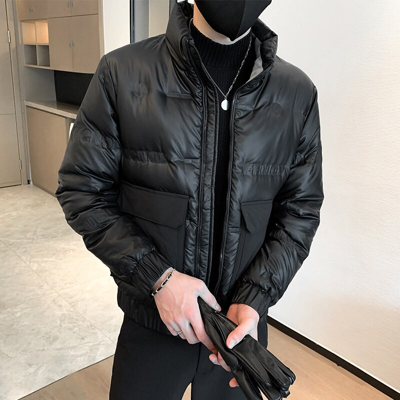 2022. gada ziemas modes vīriešiem īsi balti pīļu dūnu mēteļi vīriešu vienkrāsaini silti virsdrēbes Vīriešu kabatas ikdienas dūnu jakas G452