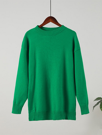 Πράσινα πλεκτά γυναικεία πουλόβερ πουλόβερ Φθινοπωρινά κομψά casual γυναικεία μπλουζάκια με μακρυμάνικο λαιμόκοψη 2022 Χειμερινά χαλαρά γυναικεία πουλόβερ