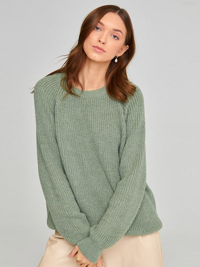 Πράσινα πλεκτά γυναικεία πουλόβερ πουλόβερ Φθινοπωρινά κομψά casual γυναικεία μπλουζάκια με μακρυμάνικο λαιμόκοψη 2022 Χειμερινά χαλαρά γυναικεία πουλόβερ