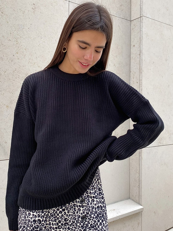 Πράσινα πλεκτά γυναικεία πουλόβερ πουλόβερ Φθινοπωρινά κομψά casual γυναικεία μπλουζάκια με μακρυμάνικο λαιμόκοψη 2022 Χειμερινά χαλαρά γυναικεία πουλόβερ