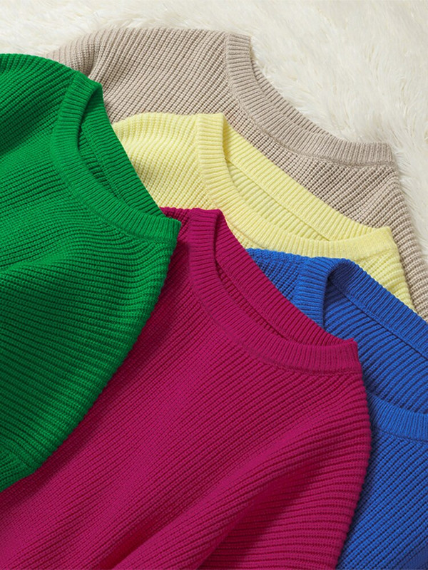 Πράσινα πλεκτά γυναικεία πουλόβερ πουλόβερ Φθινοπωρινά κομψά casual γυναικεία μπλουζάκια με μακρυμάνικο λαιμόκοψη 2022 Χειμερινά χαλαρά γυναικεία πουλόβερ