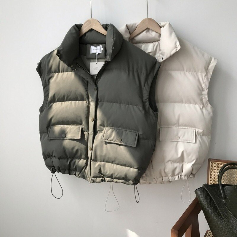 Νέα άφιξη 2021 Φθινόπωρο Χειμερινό Γυναικείο Γιλέκο Κοντό γιλέκο με βαμβακερή επένδυση σε συν μέγεθος Αμάνικο Γυναικείο Casual Parka Mujer