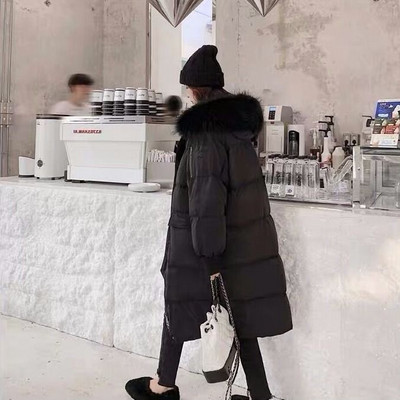 Ziemas jauns polsterēts mētelis sieviešu korejiešu vidēja garuma modes maizes mētelis, brīvs kokvilnas mētelis, bieza polsterēta jaka