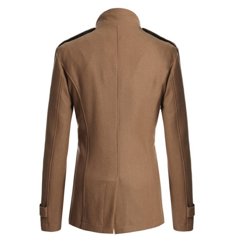 2020 JAUNS Vīriešu ziemas silts vilnas mētelis ikdienišķs saldētavas jakas, stingrs, stāvošs apkakle ar divrindu pāva mēteli