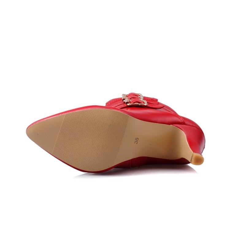 Kurpes Sieviešu zābaki Pavasara augstpapēžu zābaki Puszābaki ar smailiem purngaliem sprādzes zābaki ar rāvējslēdzēju Sieviešu apavi balti liela izmēra rtg5