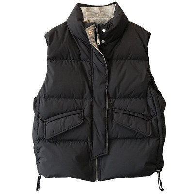 AZYT 2022 kokvilnas dūnu sieviešu veste, mēteļa svītra, bieza ziemas jaka bez piedurknēm, sieviešu modes, vēja necaurlaidīga silta veste sievietēm