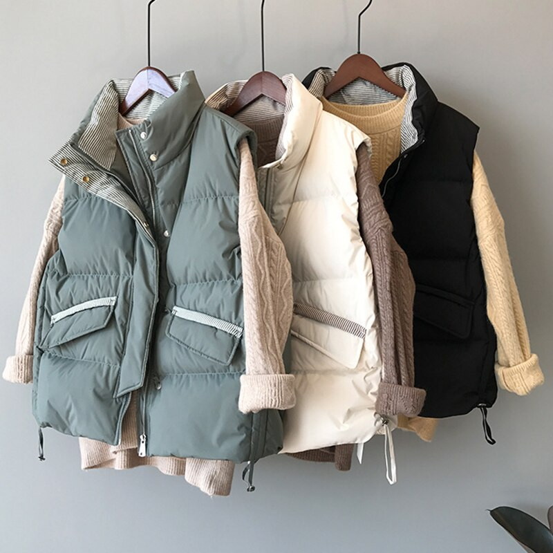AZYT 2022 kokvilnas dūnu sieviešu veste, mēteļa svītra, bieza ziemas jaka bez piedurknēm, sieviešu modes, vēja necaurlaidīga silta veste sievietēm