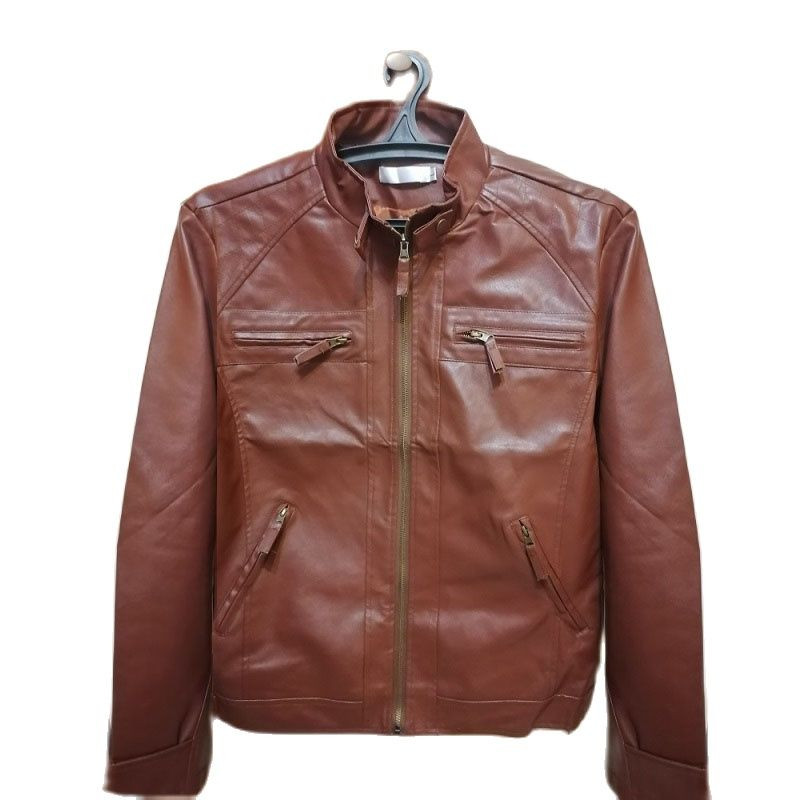 Férfi bőrkabátok Férfi motoros bőrkabát Férfi állógallér PU bőrdzsekik Punk mosott Retro bőrkabát férfi