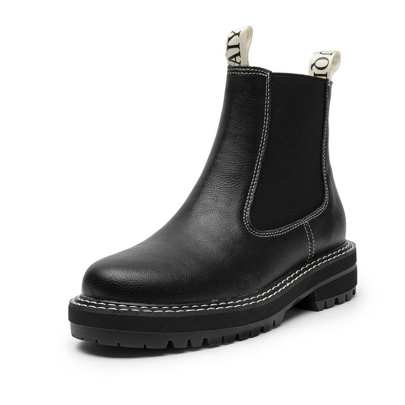 Sieviešu Chelsea dabīgās ādas zābaki, 2021. gada rudens ziemas tendences sievietēm ar biezu zoli, sieviešu puszābaki.