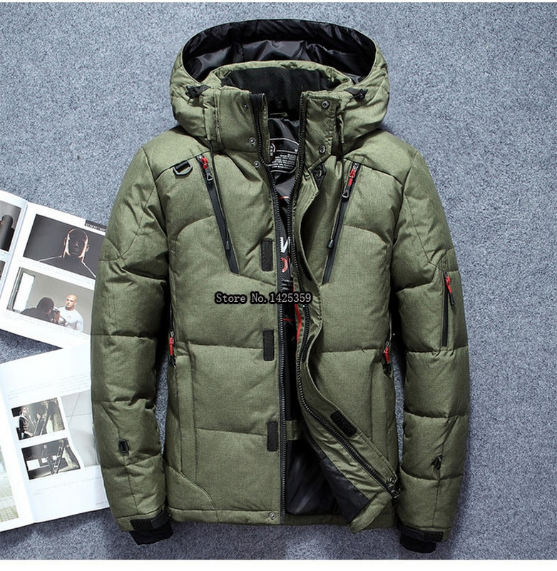 2022. gada jauna ziemas balta pīļu dūnu jaka vīriešu parkas āra mētelis ar kapuci ikdienas vējjaka, bieza, silta sniega jaka, liela izmēra virsdrēbes
