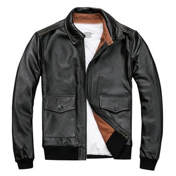 Ανδρικό μπουφάν από γνήσιο δέρμα Military Pilot Jackets Air Force Flight Α2 Μπουφάν Φυσικό Δέρμα Αγελάδας Ρούχα Δέρμα αγελάδας Φθινόπωρο