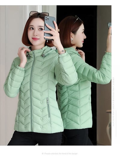 Γυναικεία Μπουφάν Παλτό Χειμερινά Πανωφόρια 2022 Νέο Γυναικείο Φθινοπωρινό Ζεστό Παλτό Lady Ultralight Γυναικείο Αντιανεμικό Ρούχα Parka