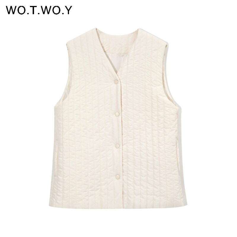 WOTWOY könnyű pamut párnázott mellény dzsekik női őszi téli ujjatlan mellény Női bő felsőruházat alkalmi meleg kabátok