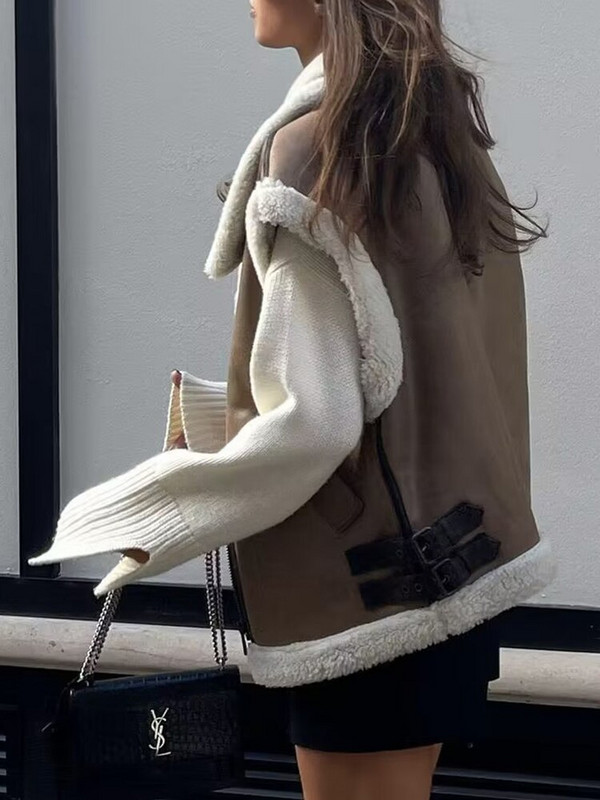 TRAF Sieviešu 2022. gada rudens jaunās modes kažokādas vienā vesti