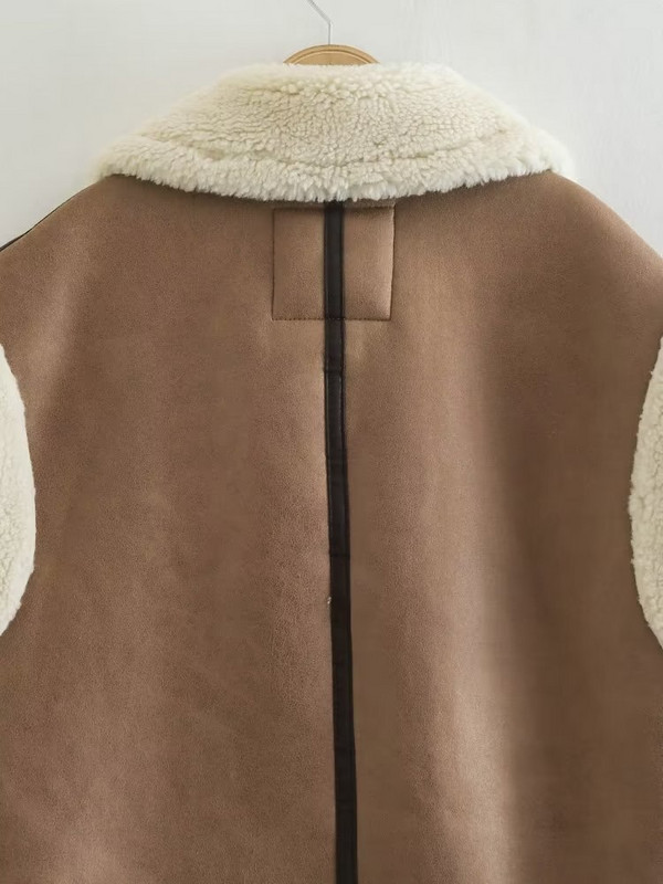 TRAF Sieviešu 2022. gada rudens jaunās modes kažokādas vienā vesti