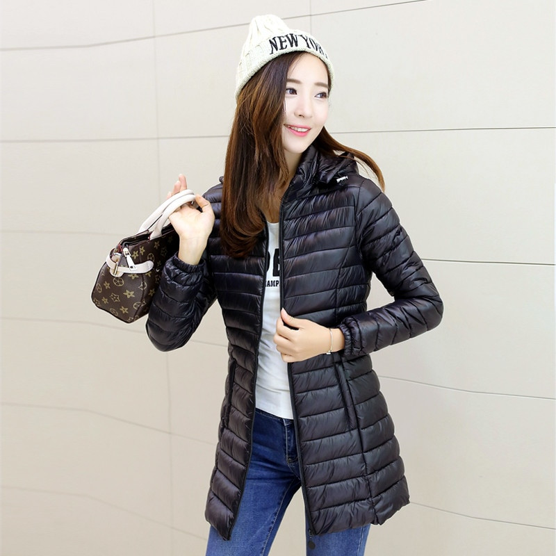 Sieviešu jakas Sieviešu Mēteļi Ziemas Solid Parkas Sieviešu Apģērbs Kapuce Rāvējslēdzējs Silts Jakas Sieviešu Rudens Īpaši Viegls Virsdrēbes