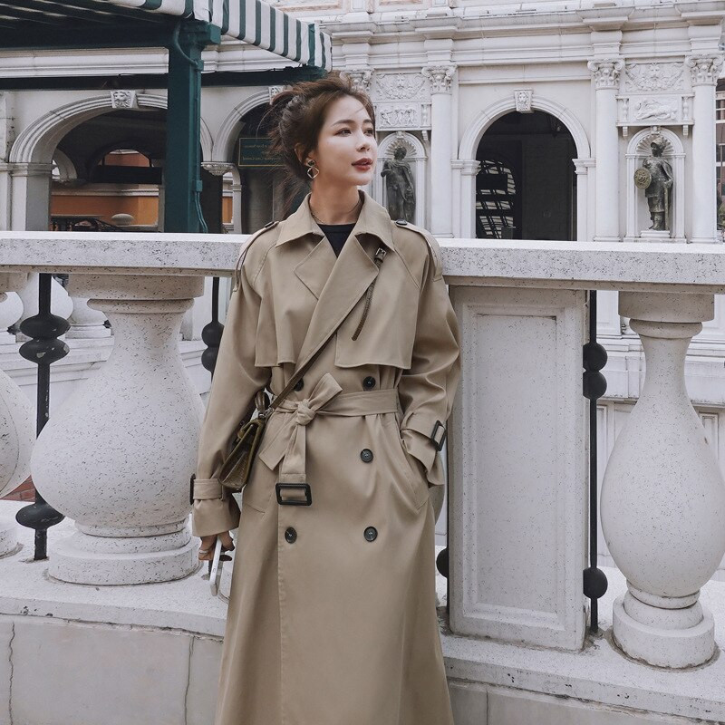 2022. gada rudens sieviešu mētelis ar jostu Sieviešu apģērbi zils mētelis Casaco Feminino Harajuku Abrigo Mujer Long Trench Femme