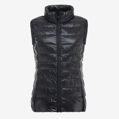 Sieviešu rudens pīļu dūnu silta veste bez piedurknēm, statīvs apkakle, pārnēsājamas stepētas vestes sievietēm 2022. gada ziemas, cieta ikdienas sieviešu jaka