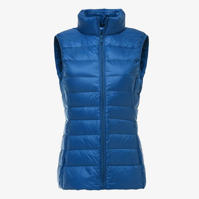 Sieviešu rudens pīļu dūnu silta veste bez piedurknēm, statīvs apkakle, pārnēsājamas stepētas vestes sievietēm 2022. gada ziemas, cieta ikdienas sieviešu jaka