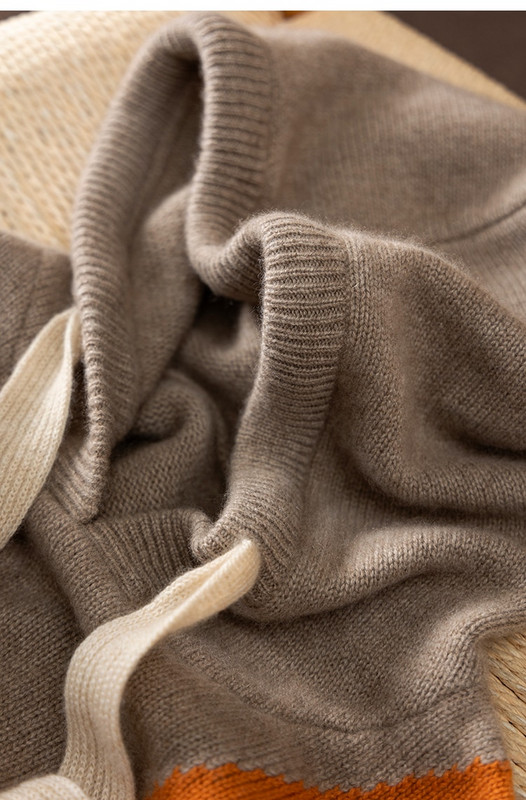 2022. gada rudens/ziema, jauna varavīksnes inkrustācija ar brīvu un biezu kapuci, 100% tīra kašmira džemperis sieviešu kapuci ar garām piedurknēm